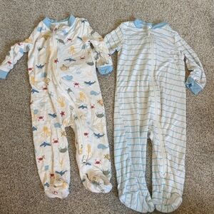 Milk Berry Bamboo Sleeper Pajamas  pjs Size 0-3 months white blue sea creatures